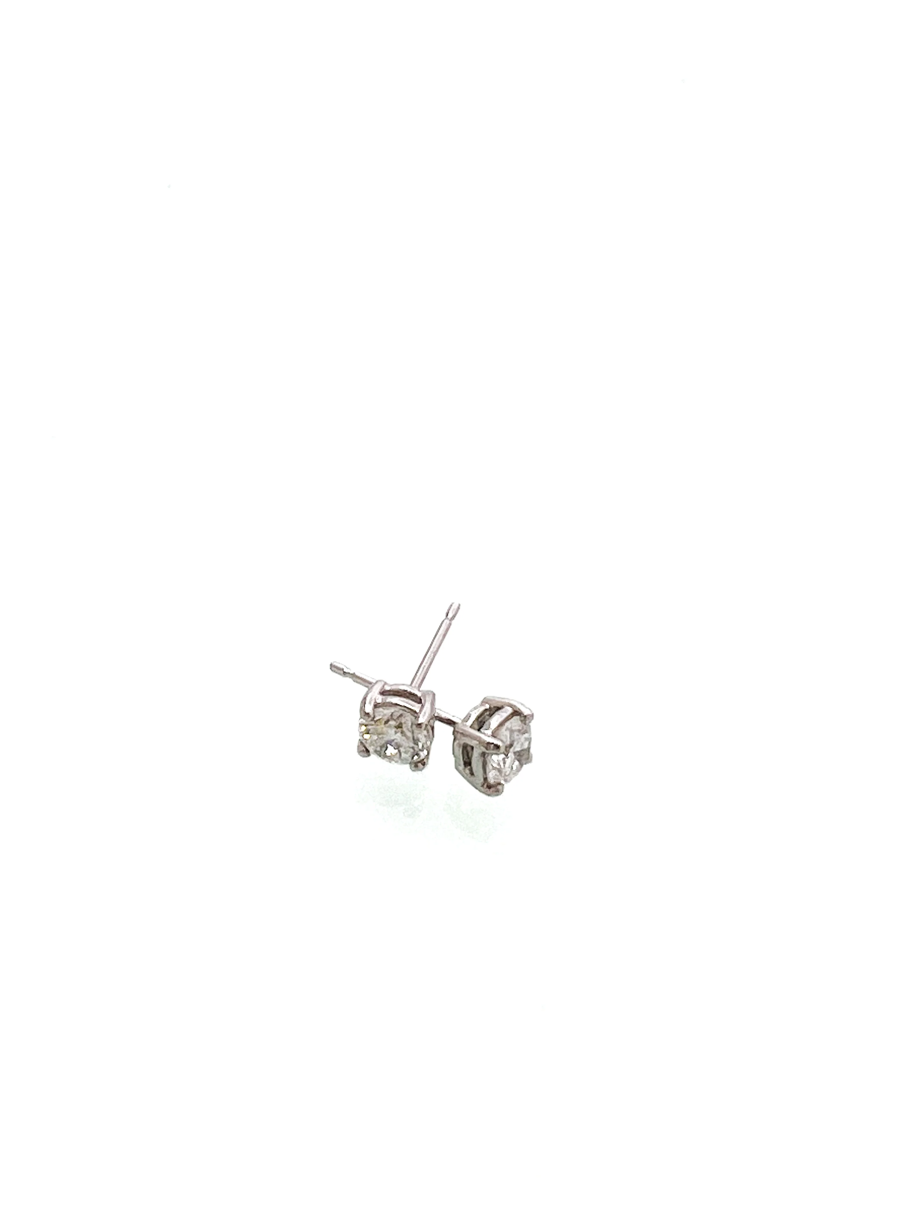 עגילי יהלום זהב לבן 14 קארט עם סוגר סיליקון - Image 3