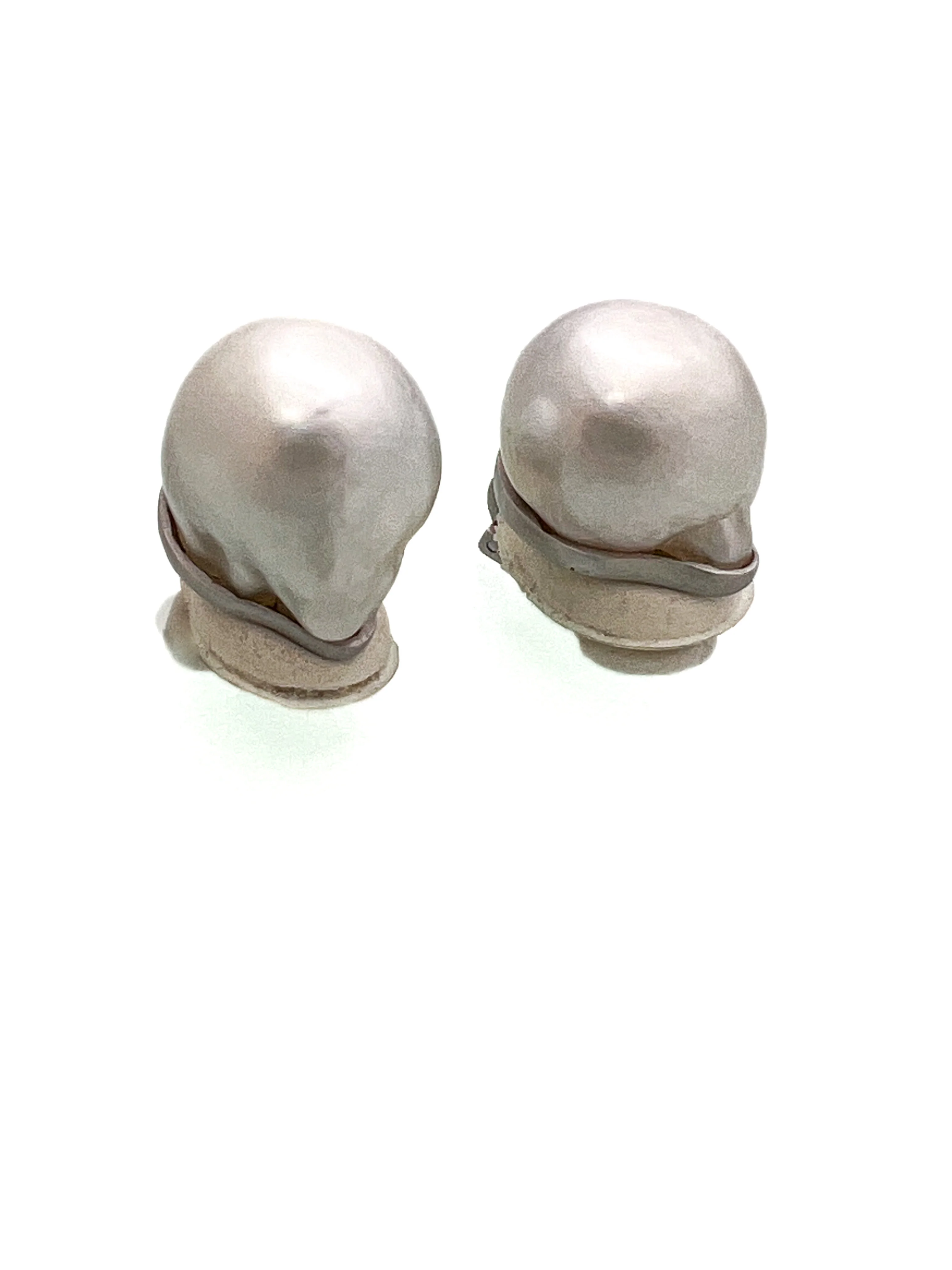עגילי קליפס זהב 18 קארט עם פנינה - Image 3