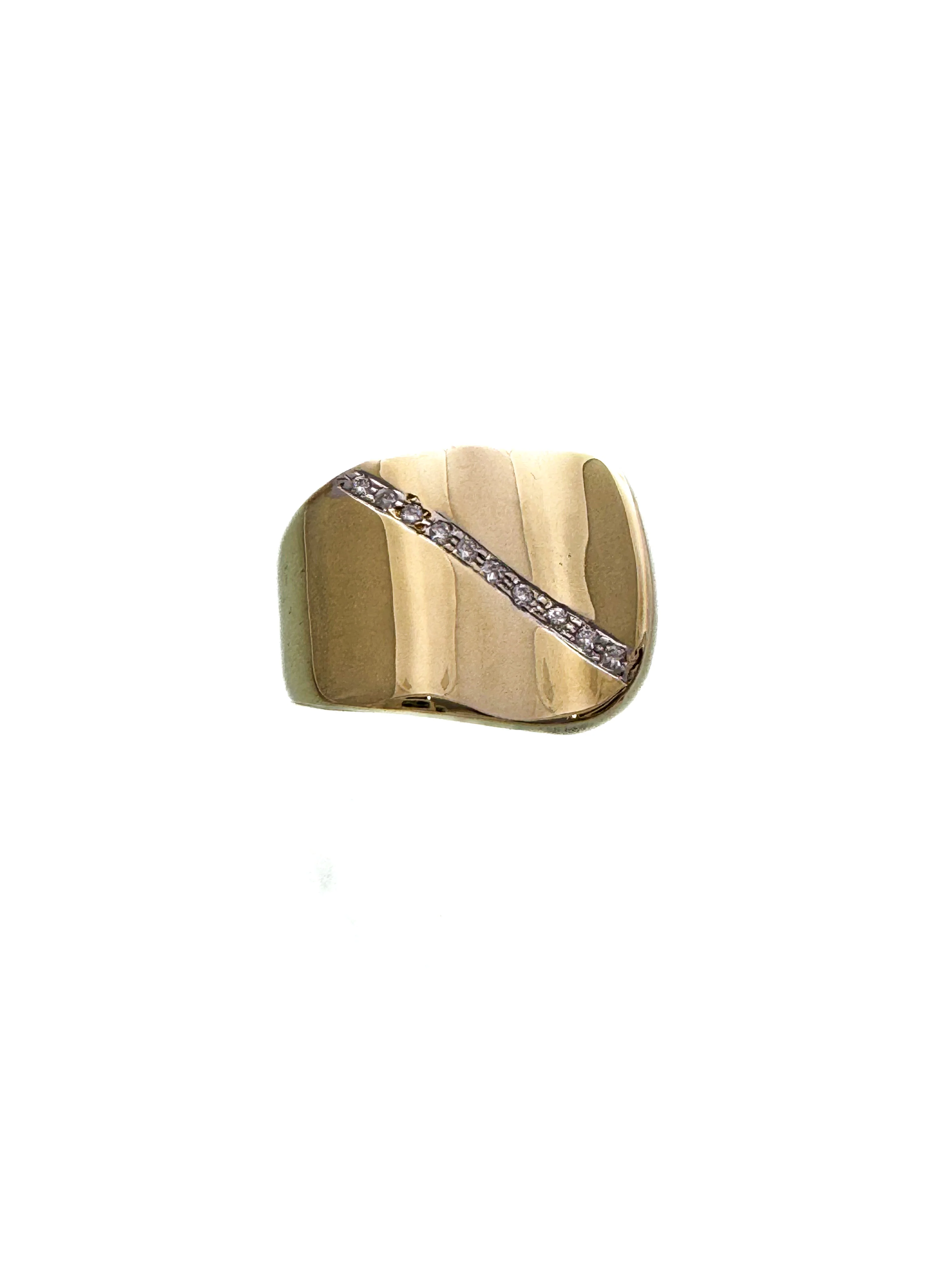 טבעת עבה 14 קארט משובצת יהלומים - Image 5