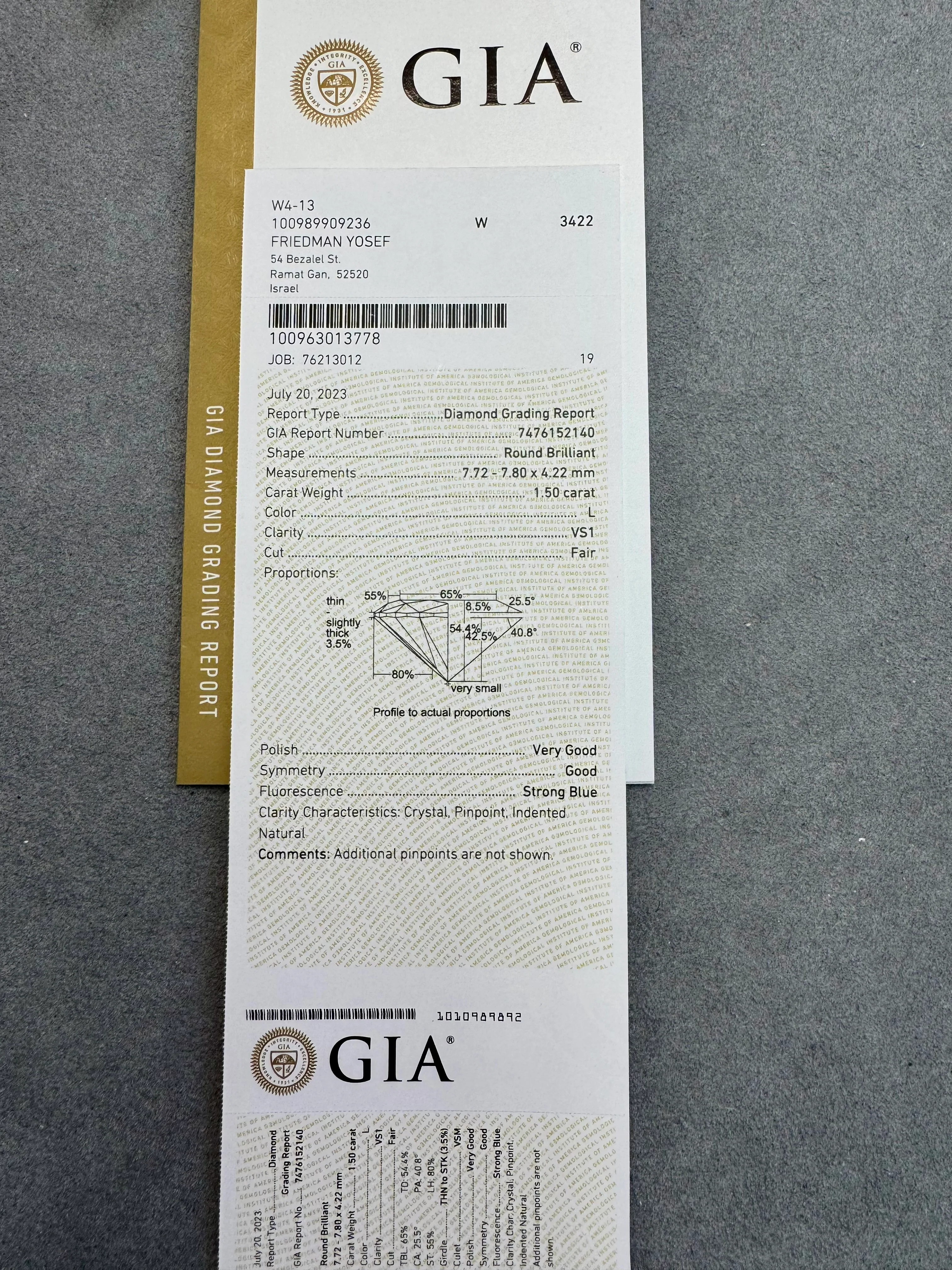 שרשרת 18 קארט עם תליון יהלום GIA - Image 3